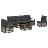 vidaXL Tuinbank Set 7 st Zwart en Crème Wit poly rattan
