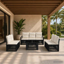 vidaXL Tuinbank Set 8 st Zwart en Crème Wit poly rattan