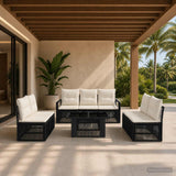 vidaXL Tuinbank Set 8 st Zwart en Crème Wit poly rattan