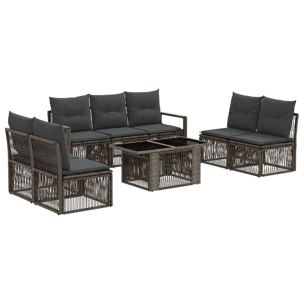 vidaXL Tuinbank Set 8 st Zwart en Crème Wit poly rattan