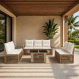 vidaXL Tuinbank Set 8 st Zwart en Crème Wit poly rattan