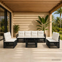 vidaXL Tuinbank Set 9 st Zwart en Crème Wit poly rattan