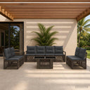 vidaXL Tuinbank Set 9 st Zwart en Crème Wit poly rattan