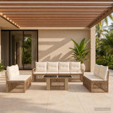vidaXL Tuinbank Set 9 st Zwart en Crème Wit poly rattan