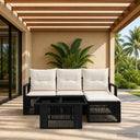 vidaXL Tuinbank Set 5 st Zwart en Crème Wit poly rattan