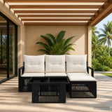 vidaXL Tuinbank Set 5 st Zwart en Crème Wit poly rattan