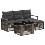 vidaXL Tuinbank Set 5 st Zwart en Crème Wit poly rattan