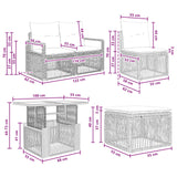 vidaXL Tuinbank Set 6 st Zwart en Crème Wit poly rattan