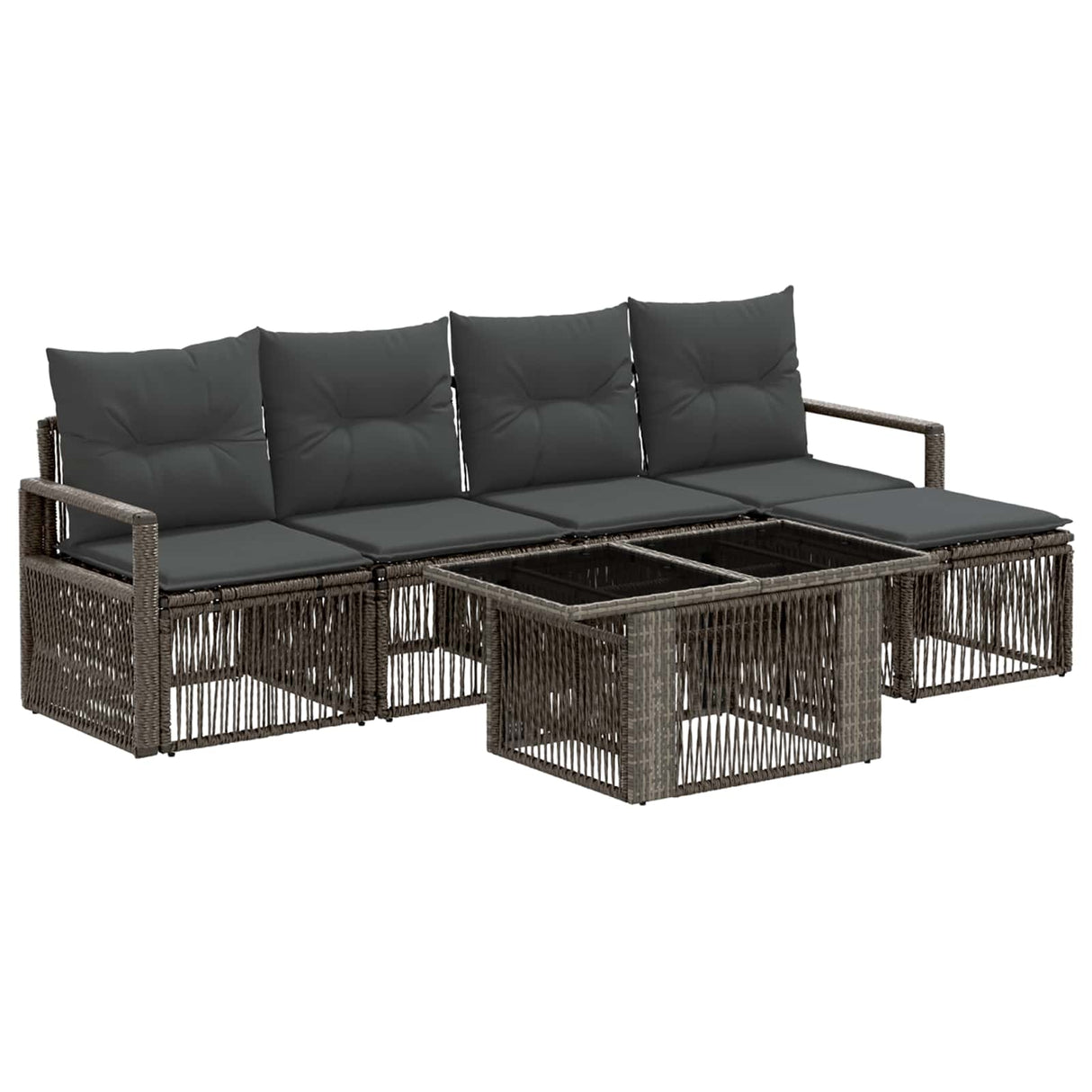 vidaXL Tuinbank Set 6 st Zwart en Crème Wit poly rattan