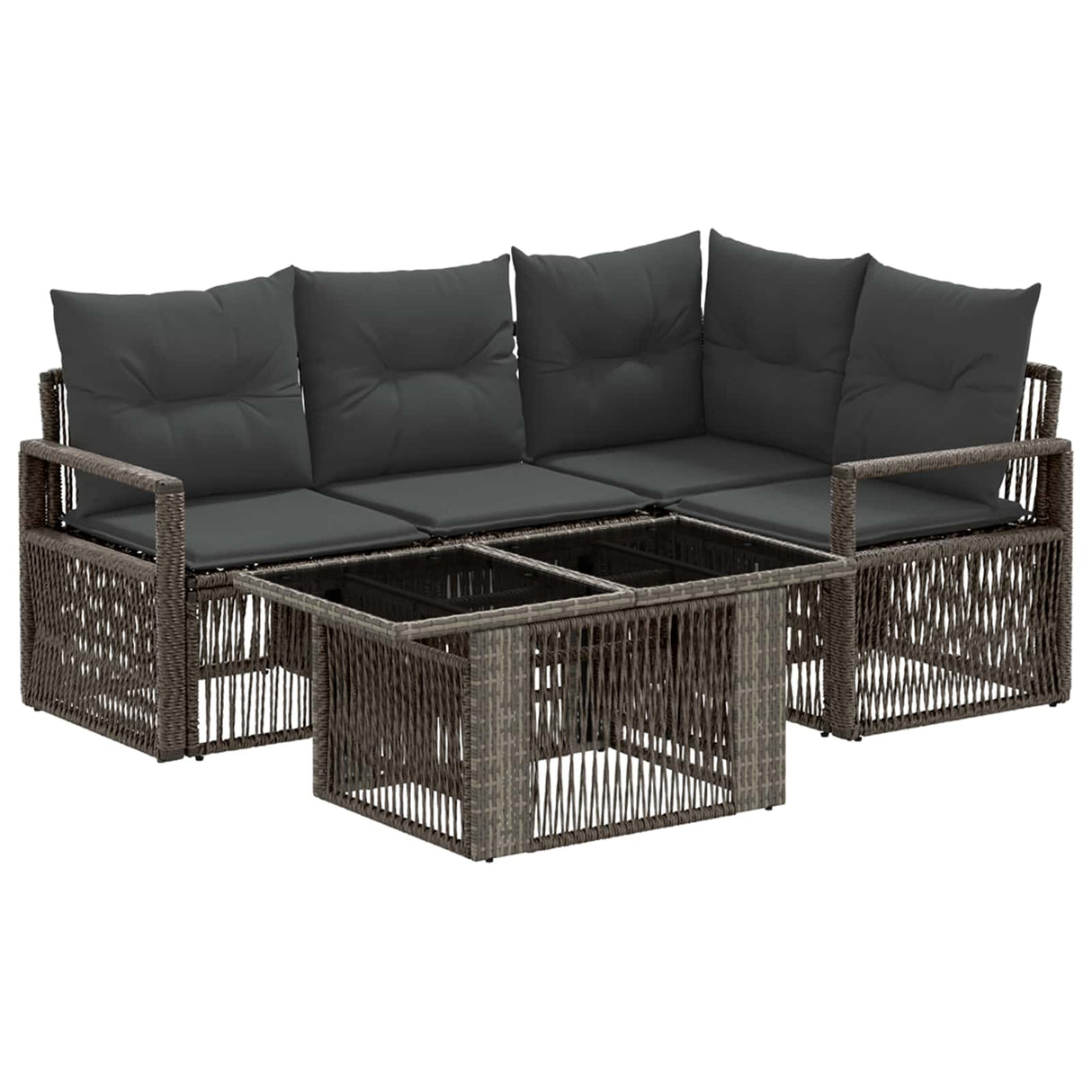 vidaXL Tuinbank Set 5 st Zwart en Crème Wit poly rattan