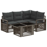 vidaXL Tuinbank Set 5 st Zwart en Crème Wit poly rattan