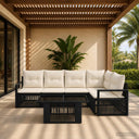 vidaXL Tuinbank Set 6 st Zwart en Crème Wit poly rattan