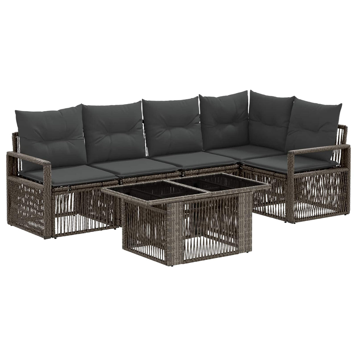 vidaXL Tuinbank Set 6 st Zwart en Crème Wit poly rattan
