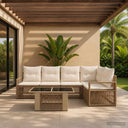 vidaXL Tuinbank Set 6 st Zwart en Crème Wit poly rattan