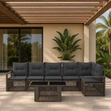 vidaXL Tuinbank Set 7 st Zwart en Crème Wit poly rattan