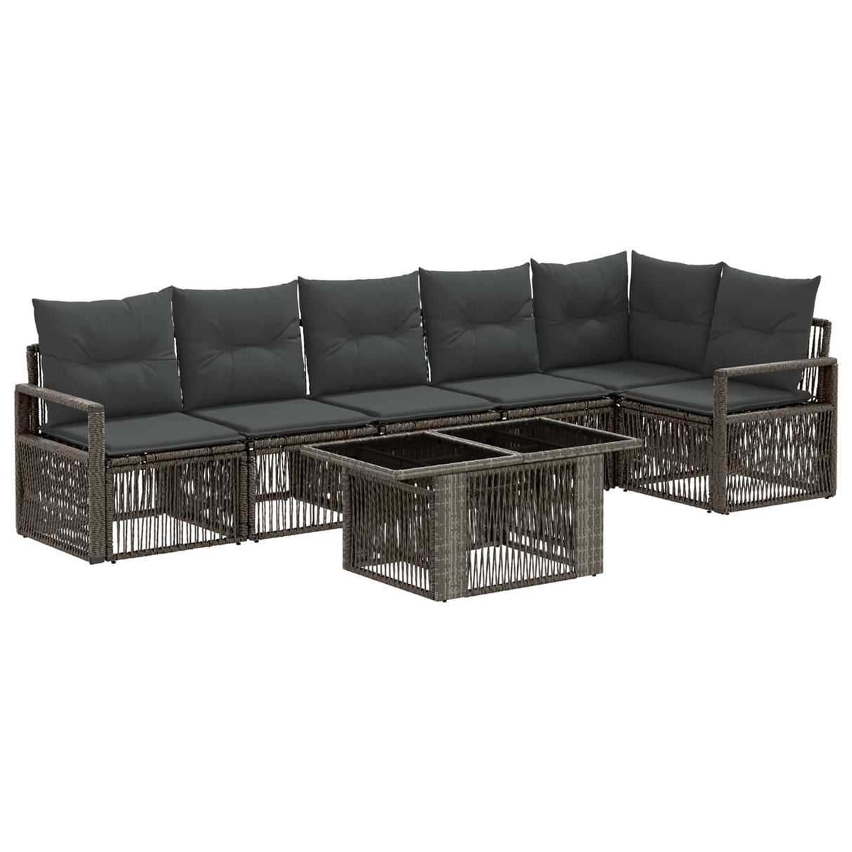 vidaXL Tuinbank Set 7 st Zwart en Crème Wit poly rattan