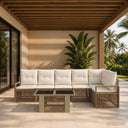 vidaXL Tuinbank Set 7 st Zwart en Crème Wit poly rattan