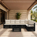 vidaXL Tuinbank Set 8 st Zwart en Crème Wit poly rattan