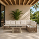 vidaXL Tuinbank Set 8 st Zwart en Crème Wit poly rattan