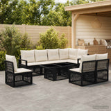vidaXL Tuinbank Set 9 st Zwart en Crème Wit poly rattan