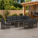 vidaXL Tuinbank Set 9 st Zwart en Crème Wit poly rattan