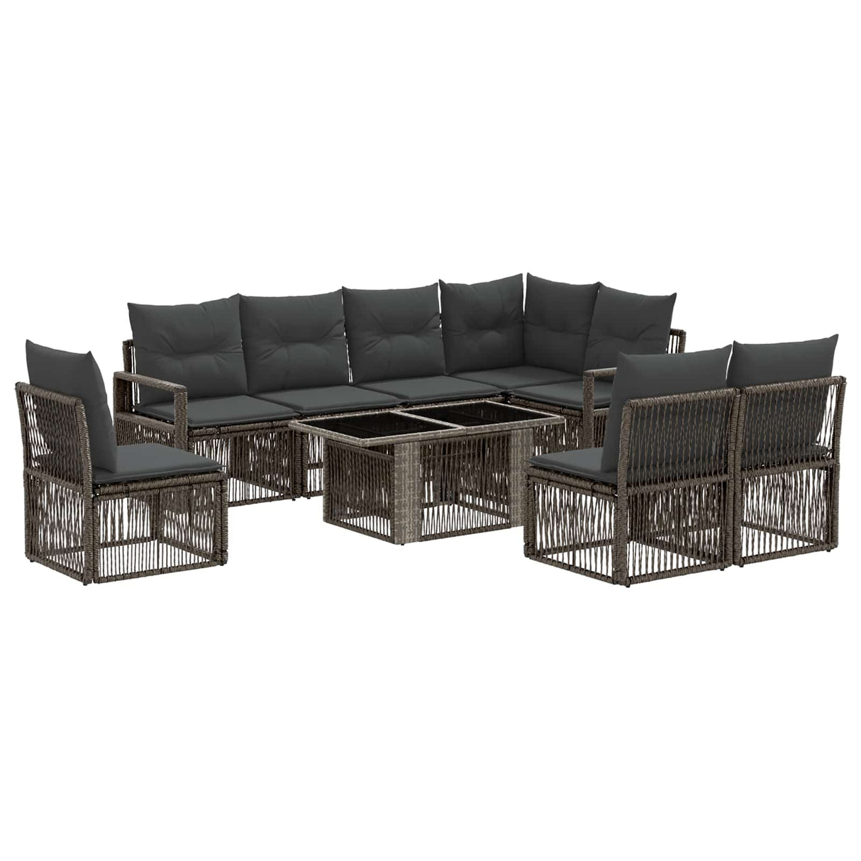 vidaXL Tuinbank Set 9 st Zwart en Crème Wit poly rattan