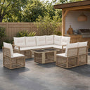 vidaXL Tuinbank Set 9 st Zwart en Crème Wit poly rattan
