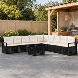 vidaXL Tuinbank Set 10 st Zwart en Crème Wit poly rattan