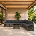 vidaXL Tuinbank Set 10 st Zwart en Crème Wit poly rattan