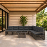 vidaXL Tuinbank Set 10 st Zwart en Crème Wit poly rattan