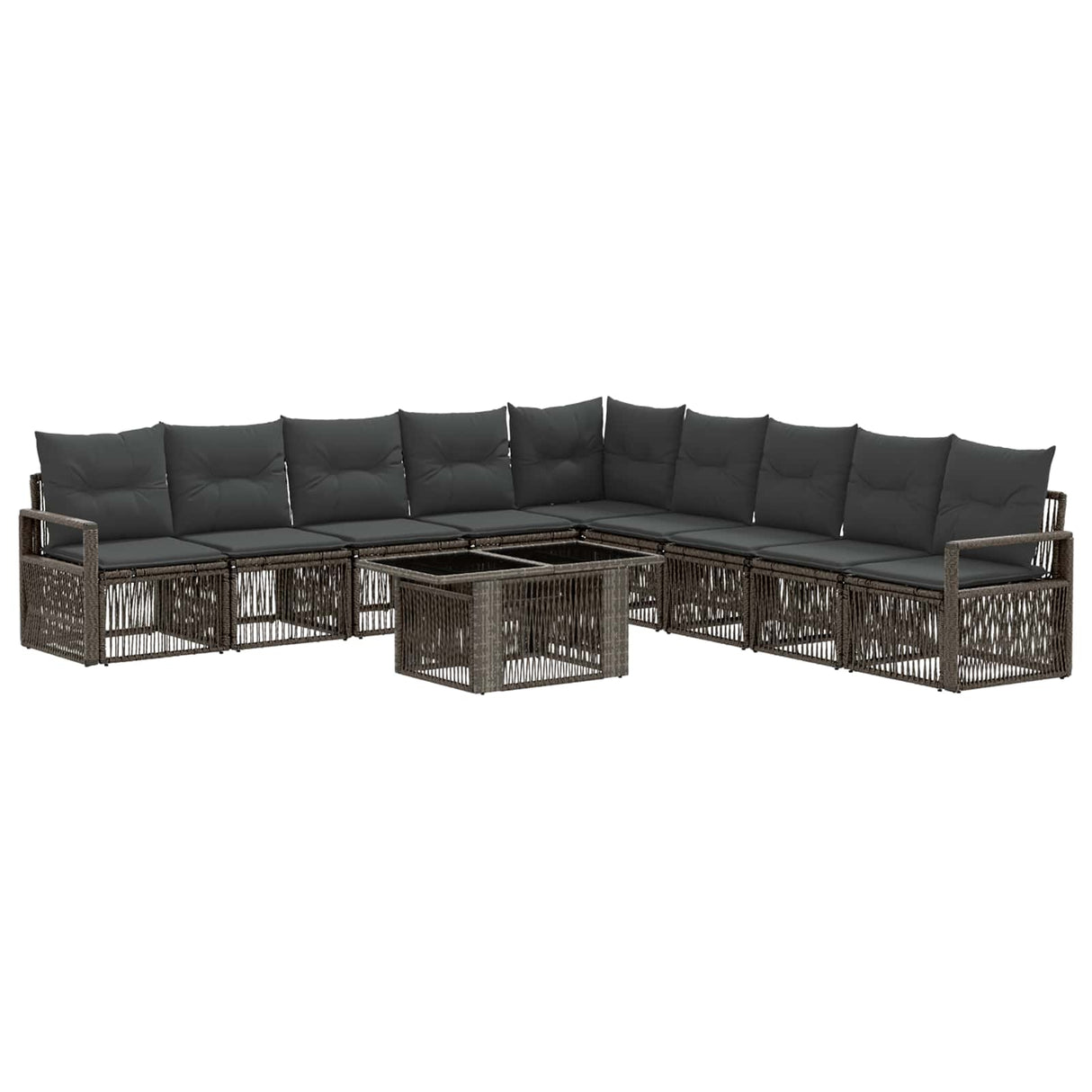 vidaXL Tuinbank Set 10 st Zwart en Crème Wit poly rattan