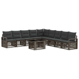vidaXL Tuinbank Set 10 st Zwart en Crème Wit poly rattan