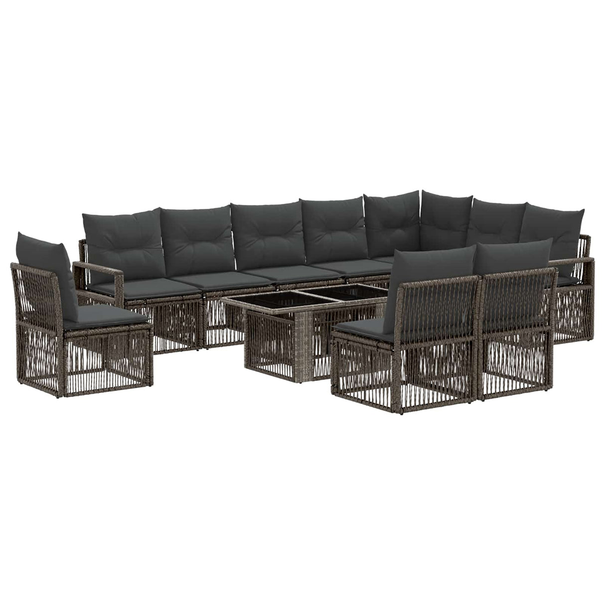 vidaXL Tuinbank Set 11 st Zwart en Crème Wit poly rattan