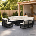 vidaXL Tuinbank Set 12 st Zwart en Crème Wit poly rattan