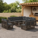 vidaXL Tuinbank Set 12 st Zwart en Crème Wit poly rattan