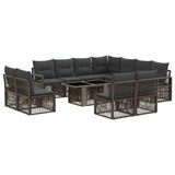 vidaXL Tuinbank Set 12 st Zwart en Crème Wit poly rattan
