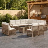 vidaXL Tuinbank Set 12 st Zwart en Crème Wit poly rattan