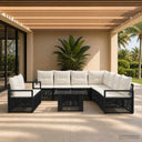 vidaXL Tuinbank Set 10 st Zwart en Crème Wit poly rattan