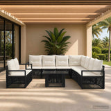 vidaXL Tuinbank Set 10 st Zwart en Crème Wit poly rattan