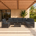 vidaXL Tuinbank Set 10 st Zwart en Crème Wit poly rattan