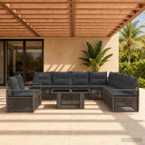 vidaXL Tuinbank Set 10 st Zwart en Crème Wit poly rattan