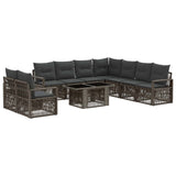 vidaXL Tuinbank Set 10 st Zwart en Crème Wit poly rattan