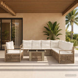vidaXL Tuinbank Set 10 st Zwart en Crème Wit poly rattan
