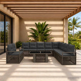 vidaXL Tuinbank Set 11 st Zwart en Crème Wit poly rattan