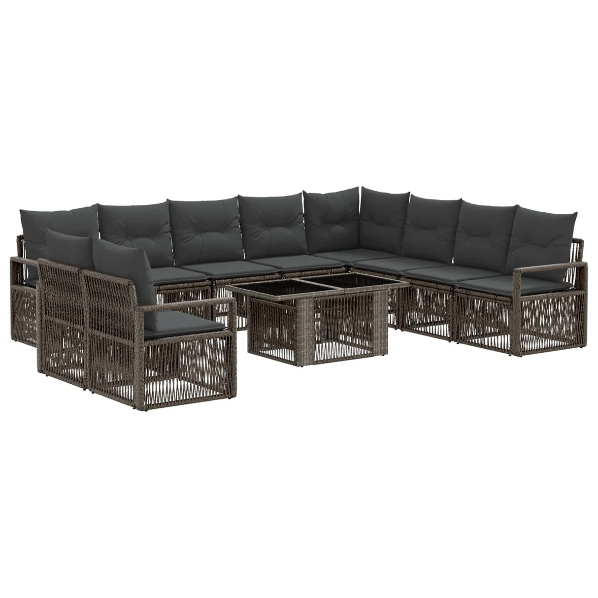 vidaXL Tuinbank Set 11 st Zwart en Crème Wit poly rattan
