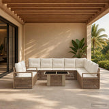 vidaXL Tuinbank Set 11 st Zwart en Crème Wit poly rattan