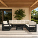 vidaXL Tuinbank Set 12 st Zwart en Crème Wit poly rattan