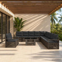 vidaXL Tuinbank Set 12 st Zwart en Crème Wit poly rattan
