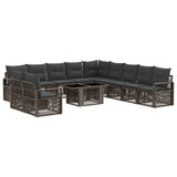 vidaXL Tuinbank Set 12 st Zwart en Crème Wit poly rattan