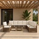 vidaXL Tuinbank Set 12 st Zwart en Crème Wit poly rattan